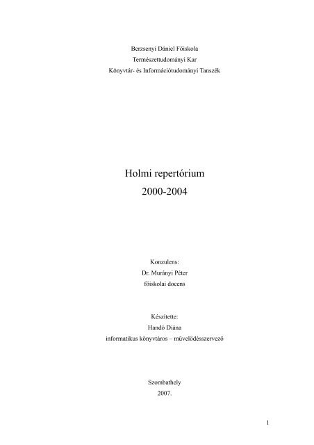 Holmi repertórium 2000-2004