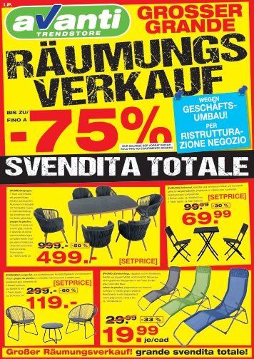 Räumungsverkauf - svendita totale