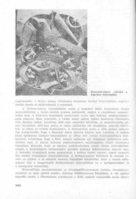 Bágyuj Lajos: Vajdahunyad várának restaurálása (1965 ... - Korunk