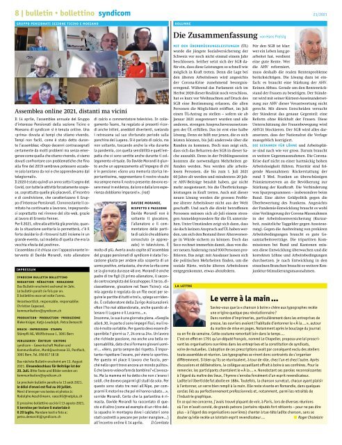 syndicom Bulletin / bulletin / Bollettino 21
