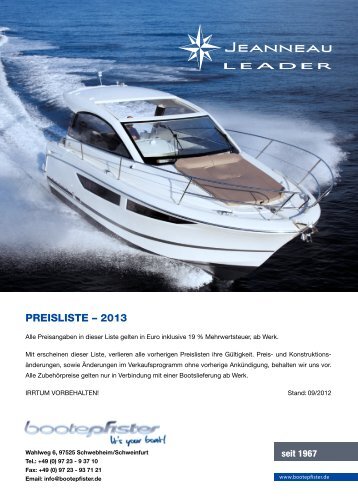 PREISLISTE â€“ 2013 - Boote Pfister