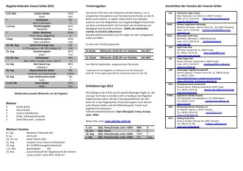 Regatta Kalender 2012 - Wassersportverein Fleckeby eV