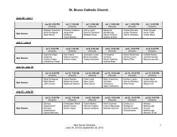 July, August & September 2012 - St. Bruno Catholic Church