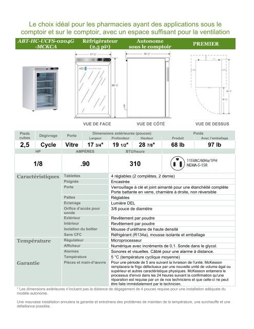 Catalogue - Réfrigérateurs de pharmacie