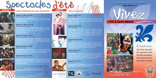 Agenda culturel - été 2011 - Ville de Saint-Bruno-de-Montarville