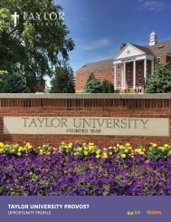 Taylor University Provost Opportunity Profile