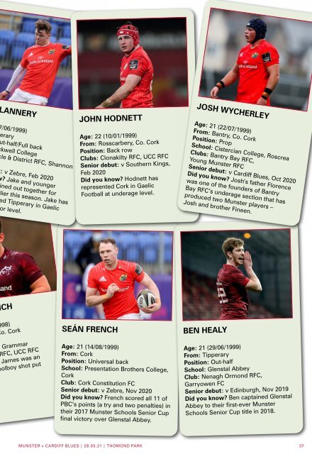 Munster Rugby v Cardiff Blues Match Programme