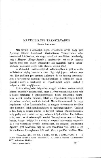 Maximilianus Transylvanus - EPA