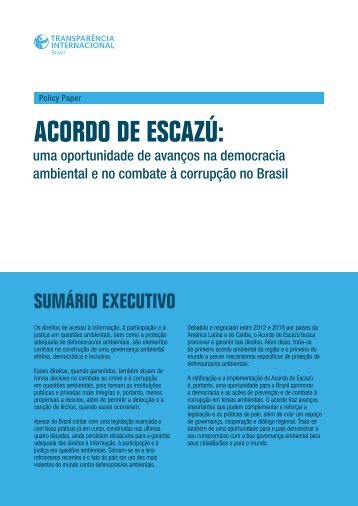 Acordo de Escazú: Uma oportunidade de avanços na democracia ambiental e no combate à corrupção no Brasil