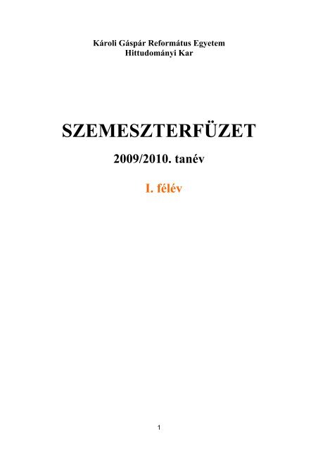 V. MA – levelező szak - Károli Gáspár Református Egyetem