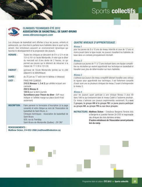 Programme Loisir et culture - été 2012 - Ville de Saint-Bruno-de ...