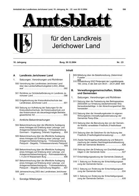 Amtsblatt Nr. 23/10 vom 30.12.2004 - Landkreis Jerichower Land