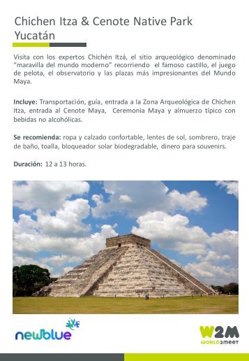 Folleto  Excursiones VO Newblue ES Chichen Itza Cenote Native Park Yucatán