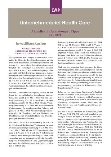 Unternehmerbrief Health Care 01 2021