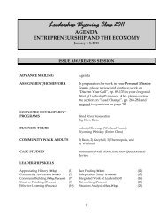 Leadership Wyoming Class 2011 AGENDA ENTREPRENEURSHIP ...