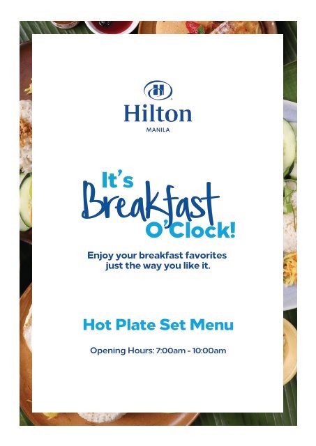 Hilton Manila IRD Breakfast Menu