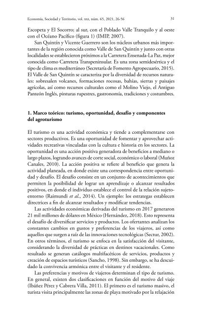 Revista Economía, Sociedad y Territorio vol XX num 65