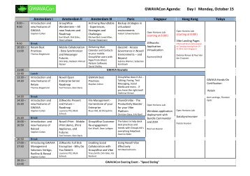 GWAVACon Agenda: Day I Monday, October 15