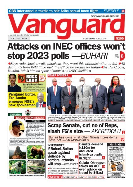 02062021 -  Attacks on INEC offices won’t stop 2023 polls —BUHARI