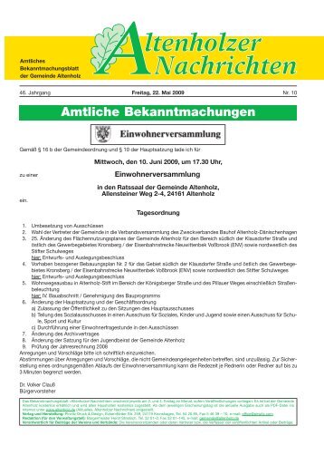 Amtliche Bekanntmachungen - Altenholzer.de