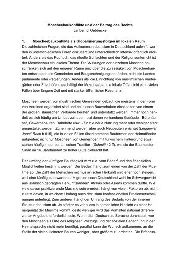 Moscheebaukonflikte und der Beitrag des Rechts - Deutsche Islam ...