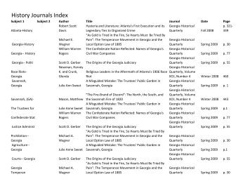 History Journals Index - Woodward Academy