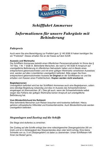 Schifffahrt Ammersee Informationen für unsere Fahrgäste mit ...