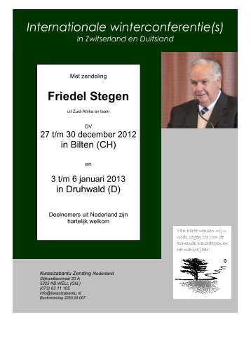 Friedel Stegen Internationale winterconferentie(s) - KwaSizabantu ...