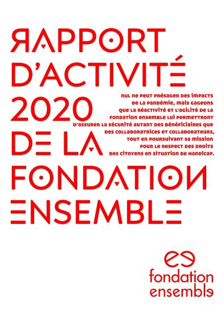 Fondation Ensemble Rapport d'activité 2020