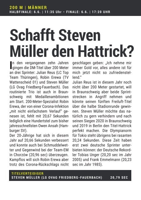 Das Programmheft zu den 121. Deutschen Leichtathletik-Meisterschaften