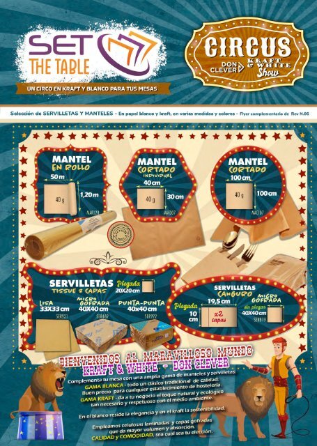FLYER - SET THE TABLE kraft & white servilletas y manteles en blanco y kraft