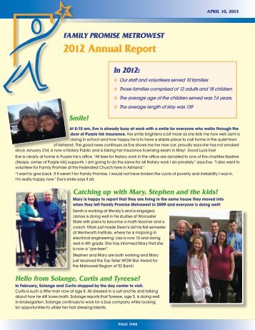 Family Promise Metrowest 2012 Annual Report 