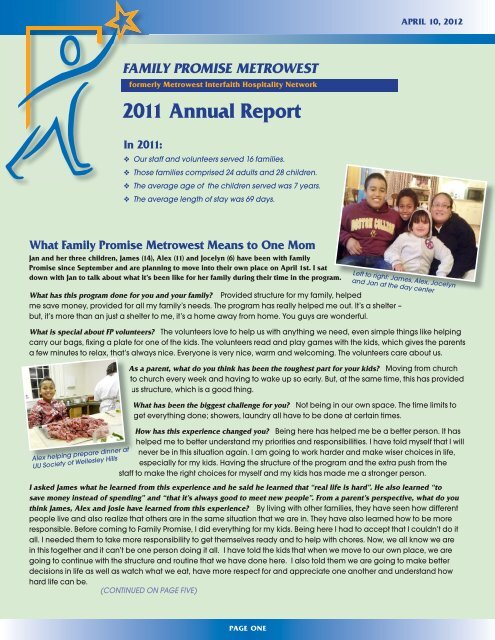 Family Promise Metrowest 2011 Annual Report