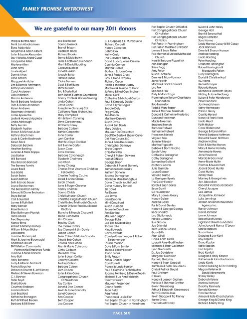 Family Promise Metrowest 2011 Annual Report