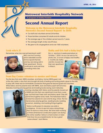 Family Promise Metrowest 2010 Annual Report