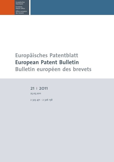 Bulletin 2011/21 - European Patent Office