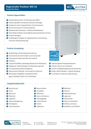 Regenerativ-Trockner WD 10 - Entfeuchter.at.GmbH