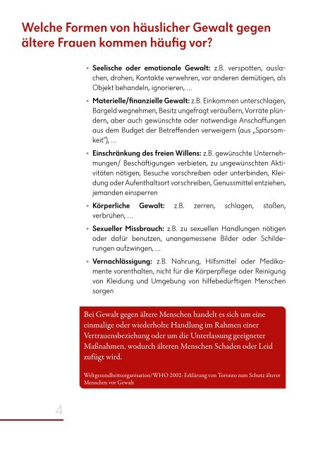 Broschüre "Häusliche Gewalt gegen ältere Frauen"