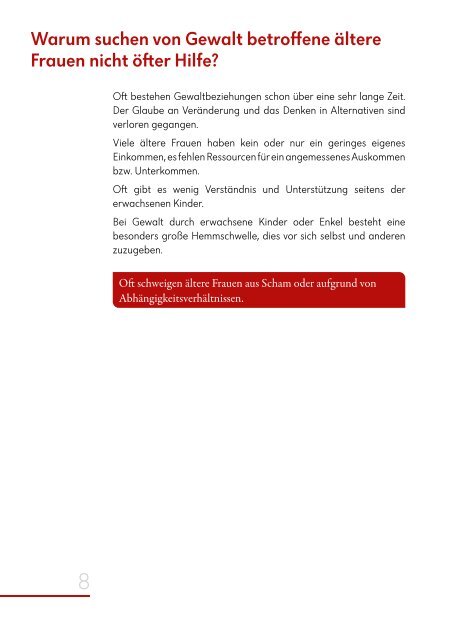 Broschüre "Häusliche Gewalt gegen ältere Frauen"
