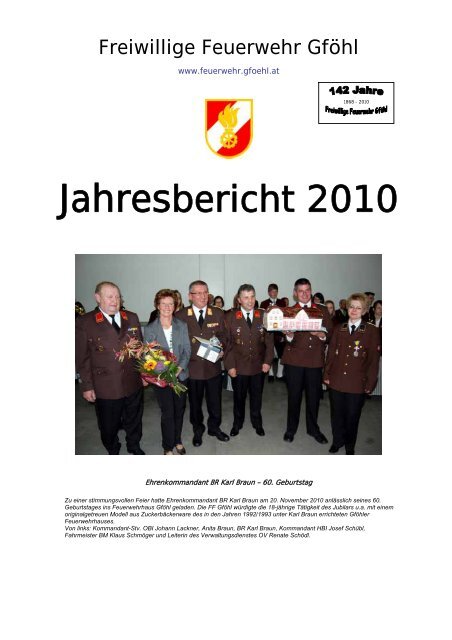 Jahresbericht 2010 - Freiwillige Feuerwehr Gföhl - Stadtgemeinde ...