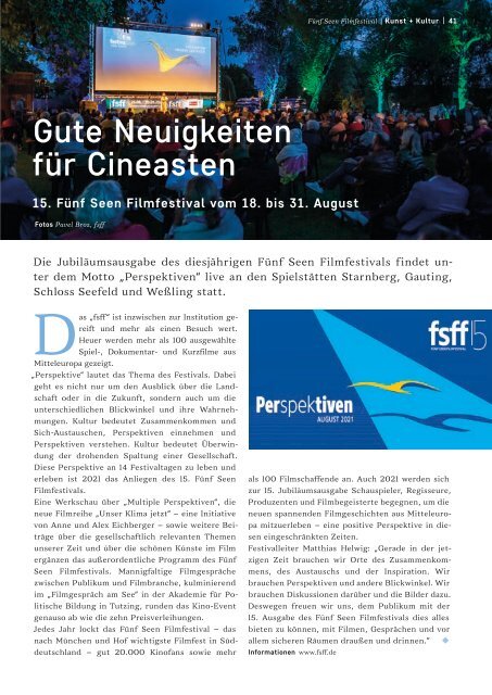 SchlossMagazin Augsburg Nordschwaben + Fünfseenland Juni 2021