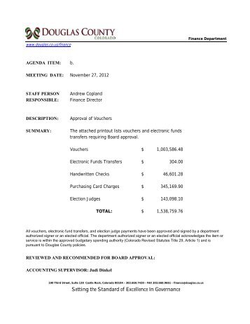 Account Spending Analysis Detail Report - Douglas County