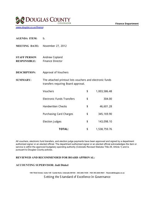 Account Spending Analysis Detail Report - Douglas County