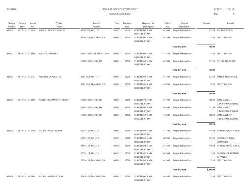 Account Spending Analysis Detail Report - Douglas County