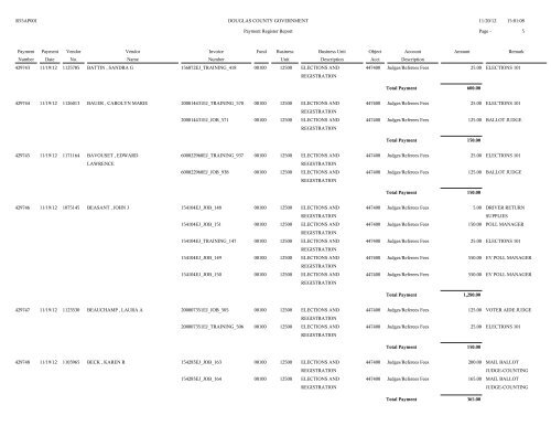 Account Spending Analysis Detail Report - Douglas County