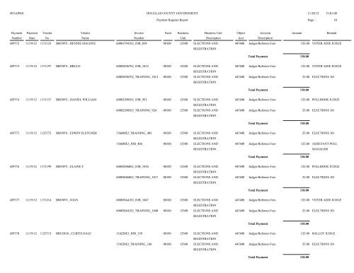 Account Spending Analysis Detail Report - Douglas County