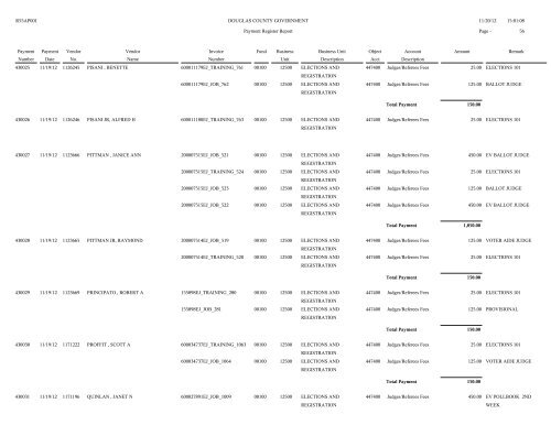 Account Spending Analysis Detail Report - Douglas County