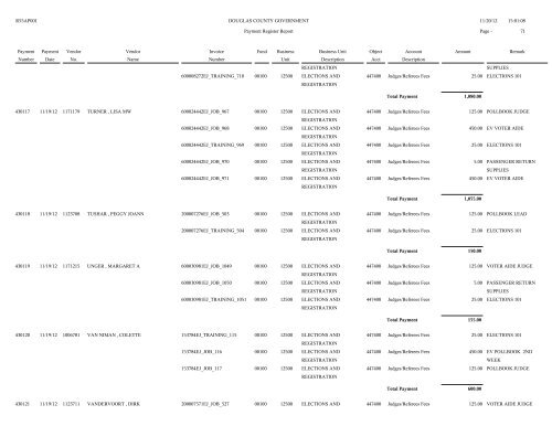 Account Spending Analysis Detail Report - Douglas County