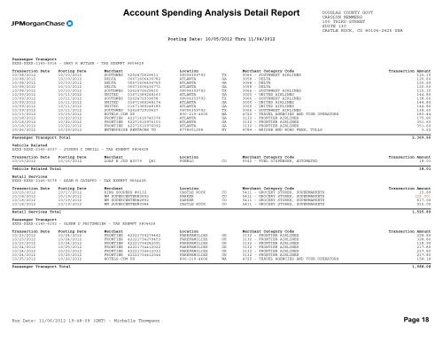 Account Spending Analysis Detail Report - Douglas County