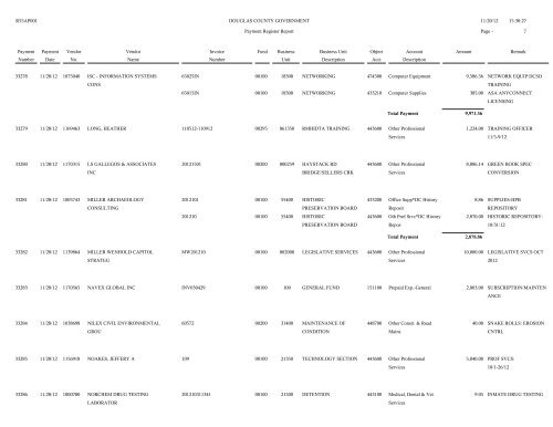 Account Spending Analysis Detail Report - Douglas County